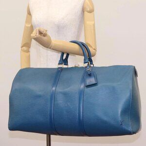 LOUIS VUITTON Epi Keepall 55 Boston Bag Toledo Blue M42955 LV Auth 118023